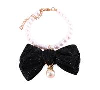 Dog Pearls Necklace Jewelry, Adjustable Cute Basic Dog Collars, 20cm Adorable Elegant Dogs Necklace with Felt Bow, Pearl for Pets Everyday Wear, Special Occasions, Photoshoots