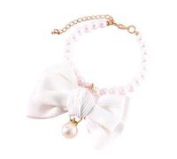 Dog Pearls Necklace Jewelry, Adjustable Cute Basic Dog Collars, 20cm Adorable Elegant Dogs Necklace with Felt Bow, Pearl for Pets Everyday Wear, Special Occasions, Photoshoots