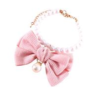 Dog Pearls Necklace Jewelry, Adjustable Cute Basic Dog Collars, 20cm Adorable Elegant Dogs Necklace with Felt Bow, Pearl for Pets Everyday Wear, Special Occasions, Photoshoots
