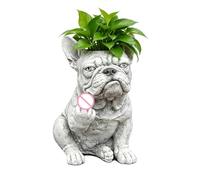 Dog Planter - French Bulldog Flower Holder, Decorative Animal Statue Pot with Drainage Design, Creative Cactus Bonsai Planter, Home Garden Desk Decor for Office Patio Balcony Terrace