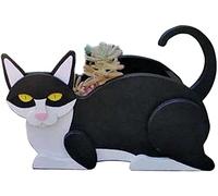 Dog Planter Plant Pots, Creative Cat Plant Containers, Goat Plant Pot Flower Pot Garden Decoration Animal Shaped Planters Suitable for A Variety of Plants(Black White Cat)