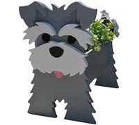 Dog Planter Plant Pots, Cute Pet Dog Planter Box Plant Flower Pot with Drainage Design Container for Indoor Outdoor Garden Decorations, PVC Material(Grey Schnauzer)