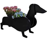 Dog Planter Plant Pots, Cute Pet Dog Planter Box Plant Flower Pot with Drainage Design Container for Indoor Outdoor Garden Decorations, PVC Material(Dachshund)