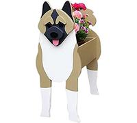 Dog Planter Plant Pots, Cute Pet Dog Planter Box Plant Flower Pot with Drainage Design Container for Indoor Outdoor Garden Decorations, PVC Material(American Akita)