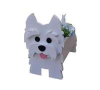 Dog Planter Plant Pots, Premium PVC Animal Shaped Flower Pot, Cute Western Highland Dog Design, Indoor Outdoor Plants Storage Container for Home Decoration