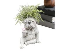 Dog Planter Pot, Resin Cute Decor, Animal Flower Holder, Indoor Plant Vase, for Windowsill Desktop Shelf Bedroom Living Room Balcony Garden Home Decoration Offer Use 5.9x3.93 Inches