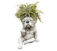 Dog Planter - Resin 15x10x8cm 1pc | Bulldog Planter Pot | Decorative Animal Plant Container | Cute Garden Suculent Planters | Indoor Outdoor Plant Pot For Home Garden Decor Use
