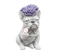 Dog Planter Statue, French Bulldog Flower Holder, Modern Small Plant Pot, Decorative Plant Figurine, for Mini Cactus Bonsai Garden Desk Offices Patio Balcony Terrace Home Decor Display Use