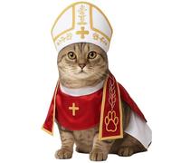 Dog Pope Costume, Cat Pope Costume, Pet Popes Outfit, or Small Dogs Cats Outfit,for Pet Parties, Festival Celebrations and Entertainment, Washable, Easy to Dry (Cat,M*3.5-4.5kg)