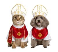 Dog Pope Costume, Cat Pope Costume, Pope Hat Costume for Cat/Dog, Mini Craft Costume, Including Hats and Embroidered Robe for Pet Parties Festival Celebrations and Entertainment (M)