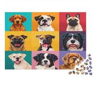 Dog Portraits-Digital Art Style 1000 Pieces for Adults & Kids Six Dogs in A Grid Educational Games Home Decor Puzzle for Family 38x26cm/1000pcs