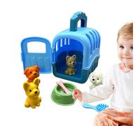 Dog Pretend Toys For Kids (8pcs Pet Care Set) - Toy Dog Cage With 4 Puppies, Bowl, Bone, Brush | Educational Pretend Play Pet House Scene | Role Play Grooming & Feed Toy For Ages 3+ Boys Girls (Random