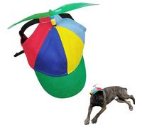 Dog Propeller Hat, Adjustable Rainbow Pet Cap with Helicopter Design for Cats & Dogs, Adorable Sunproof Breathable Dog Baseball Hat (Green, Large)