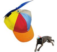 Dog Propeller Hat, Adjustable Rainbow Pet Cap with Helicopter Design for Cats & Dogs, Adorable Sunproof Breathable Dog Baseball Hat (Orange, Large)