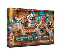 Dog Puppy Pizza Puzzles for Adults 1000 Pieces, Food Kitchen Jigsaw Puzzle, Animals Funny Puzzles