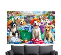 Dog Puzzle Game, Adult Jigsaw Puzzle, Laundry Theme Artwork, 1000 Piece Challenge Set, Letter Back Sorting for Family Seniors Men Women Relaxation Home Entertainment Use 27.56x19.69 Inches