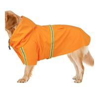 Dog Rain Poncho - Waterproof Reflective Strip Hooded Coat, Breathable