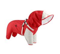 Dog Raincoat, Puppy Impermeable Jacket with Clear Hood, Ajustable Fit Reflective Pet Clothes, Lightweight Hooded Coat for Medium to X-Large Dogs, Nighttime Visibility, Red, Blue