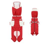 Dog Raincoat, Puppy Raincoat with Clear Hood, Ajustable Fit Reflective Hooded Pet Clothes, Impermeable Protection for Wet Weather, Rainy Walks Travel Night Time Safety, Red Color