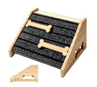 Dog Ramp for Stairs - Wooden 30x15x25cm Non Slip Step Ramp with Felt Pad | Pet Access Ramps for Bed Couch Sofa Indoor Bedroom Doorway Support Small Dogs Cats Mobility Assistance Home Use