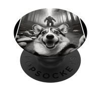Dog Selfie Con Bigfoot En Bosque Corgi Aventura Divertida PopSockets PopGrip Adhesivo