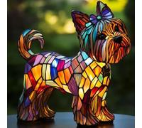 Dog Series Art Night Light, Lámpara de Mesa Retro LED Perros de Resina, Luz Nocturna 3D Estilo Cristal Vintage, Decoración de Hogar Sala Dormitorio, Regalo para Dueños de Perros, Yorkshire Terrier A