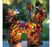 Dog Series Art Night Light, Lámpara de Mesa Retro LED Perros de Resina, Luz Nocturna 3D Estilo Cristal Vintage, Decoración de Hogar Sala Dormitorio, Regalo para Dueños de Perros, Yorkshire Terrier B