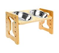 Dog Set, Raised Feeder, Adjustable Bowl Stand, 900g Tilted Double Bowls, Wooden Base, for Large Breeds, Slow Ergonomic Feeding Providing Both Food and Water Consumption