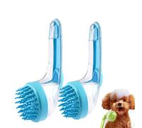Dog Shampoo Brush with Soap Dispenser - 2 in 1 Pet Bath Brush for Dogs & Cats - Soft Silicone Dog Shower Scrubber for Washing & Massage - Grooming Brush for Long & Short Haired Furry Pets (Blue)