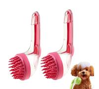 Dog Shampoo Brush with Soap Dispenser - 2 in 1 Pet Bath Brush for Dogs & Cats - Soft Silicone Dog Shower Scrubber for Washing & Massage - Grooming Brush for Long & Short Haired Furry Pets (Red)