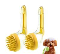 Dog Shampoo Brush with Soap Dispenser - 2 in 1 Pet Bath Brush for Dogs & Cats - Soft Silicone Dog Shower Scrubber for Washing & Massage - Grooming Brush for Long & Short Haired Furry Pets (Yellow)