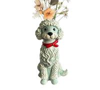 Dog Shaped Centerpiece, Dog Vase for Flowers, 2.95x5.91 Inch Sculpture with Floral Opening, Hand Cast Resin Hardware, Animal with Artistic Style, Home Accessory for Bookshelf Tabletop