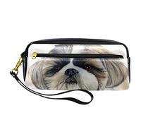 Dog Shih Tzu - Estuche para lápices de piel sintética con cremallera para niños y niñas, suministros escolares y de oficina