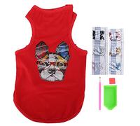 Dog Shirt Adorable Bulldog Pattern Puppy Sweatshirt Rhinestone Painted Pet Vest for Doggie Wearing Soft Elastic Material Easy Pullover Design for Maltese Pomeranian (L)