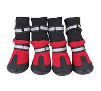 Dog Shoes, 4PCS Anti Slip Sole Winter Dog Booties with Reflective Straps for Winter Snowy Day, Summer Hot Pavement, Outdoor Walking (SG)