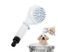 Dog Shower Head, Puppy Washer Brush, Non-Slip Lightweight Sprayer, Gentle Bristle Cleaning, Easy Grip Handle, Portable Camping Travel Bathing Outdoors, 19.3x8x6.3cm White ABS