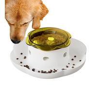 Dog Slow Feeder Bowl, Push Feeding Bowls, 9.65x9.65x4.53 Inches, Treat Dispenser Pets, Toy, Mental Stimulation for Active Eating, Kitchen, Pet Corner, Titanium and Yellow