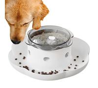 Dog Slow Feeder Bowl, Push Feeding Bowls, 9.65x9.65x4.53 Inches, Treat Dispenser Pets, Toy, Mental Stimulation for Active Eating, Kitchen, Pet Corner, Titanium and Yellow