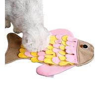 Dog Sniffing Mat, Fish Shape Cat Foraging Mat, 14.17x10.24 Inches, Interactive Digging Blanket, Mental Stimulation Trainer for Indoor Cats and Small Pets, Multicolor