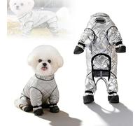 Dog Snow Suit, Full Body Dogs Coat, Dog-Booties and Paw Protectors, Fullbody Winter Coat Snowsuit Warm Jacket, Water-Proof Puppy Puffer Snows Suits Leg Covers for Cold Weather (Medium)