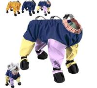 Dog Snow Suit with Attached Boots, Dog Suspender Boots,Waterproof Anti-Slip Paw Protector Leggings, Adjustable Suspenders for Snow and Rain Days Small to Medium Dogs (Mix-Color,M)