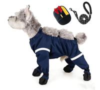 Dog Snowsuit with Attached Boots, 2026 New Anti Dirt Paw Protector Pants Dogs Suspender Boots, Dog Shoes Paw Protector for Outdoor Winter Snow Hiking Walking, for Small & Medium-Sized (Blue,S)