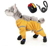 Dog Snowsuit with Attached Boots, 2026 New Anti Dirt Paw Protector Pants Dogs Suspender Boots, Dog Shoes Paw Protector for Outdoor Winter Snow Hiking Walking, for Small & Medium-Sized (Yellow,XL)