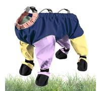 Dog Snowsuit with Attached Boots for Small & Medium Dogs, Non-Slip Soles, Adjustable Suspenders, Easy On/Off for Outdoor Snow & Rain (Multicolor,M(5-7lb))