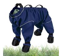 Dog Snowsuit with Attached Boots for Small & Medium Dogs, Non-Slip Soles, Adjustable Suspenders, Easy On/Off for Outdoor Snow & Rain (Blue,XXL(14-17lb))