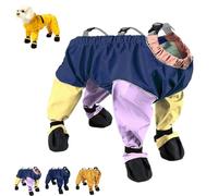 Dog Snowsuit with Attached Boots, Waterproof Anti-Slip Dog Leggings with Adjustable Suspenders, for Outdoor Winter Snow, Rain, Hiking & Walking, for Small and Medium-Sized Dogs (Colourful,XX-Large)