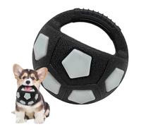 Dog Soccer Ball - 13cm Training Football, Thermoplastic Rubber Toy, Interactive Squeaky Chew Ball with Nylon Handle Grip | Puppy Teething Relief Toy for Indoor Outdoor Fetch Exercise Activity