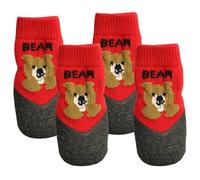 Dog Socks Anti Slip - 4 Piece Pet Boot Set for Paw Protection | Soft Cotton Blend with Grip Soles, Breathable Stretchable Design, Walking and Running Accessory for Puppies Dogs Winter Rain Snow
