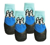 Dog Socks Anti Slip - 4 Piece Pet Boot Set for Paw Protection | Soft Cotton Blend with Grip Soles, Breathable Stretchable Design, Walking and Running Accessory for Puppies Dogs Winter Rain Snow