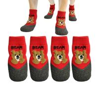 Dog Socks Anti Slip - 4 Piece Pet Boot Set for Paw Protection | Soft Cotton Blend with Grip Soles, Breathable Stretchable Design, Walking and Running Accessory for Puppies Dogs Winter Rain Snow